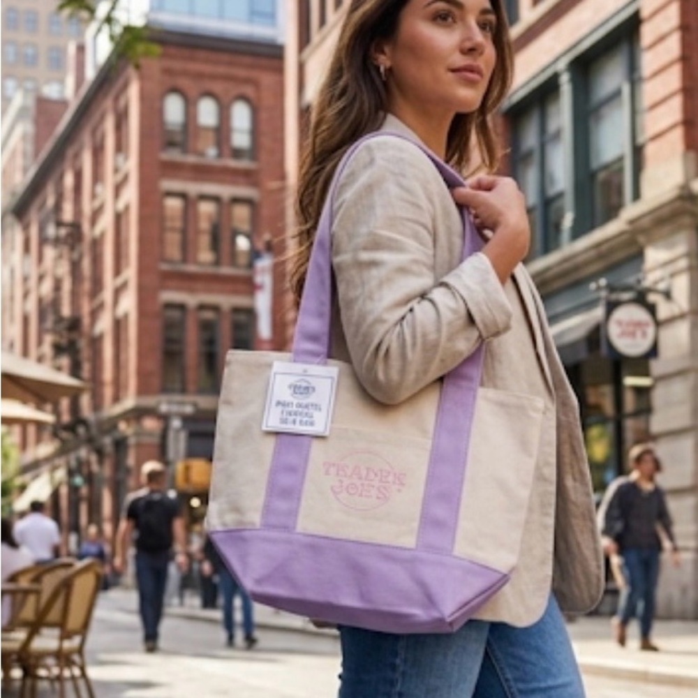 Canvas Tote Bag with Lavender Accents - Women